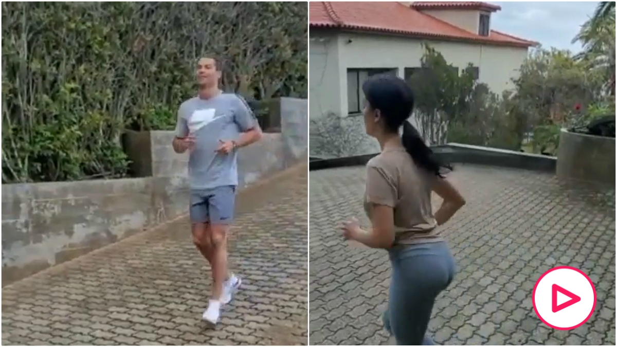 Cristiano Ronaldo y Georgina Rodríguez, haciendo deporte.