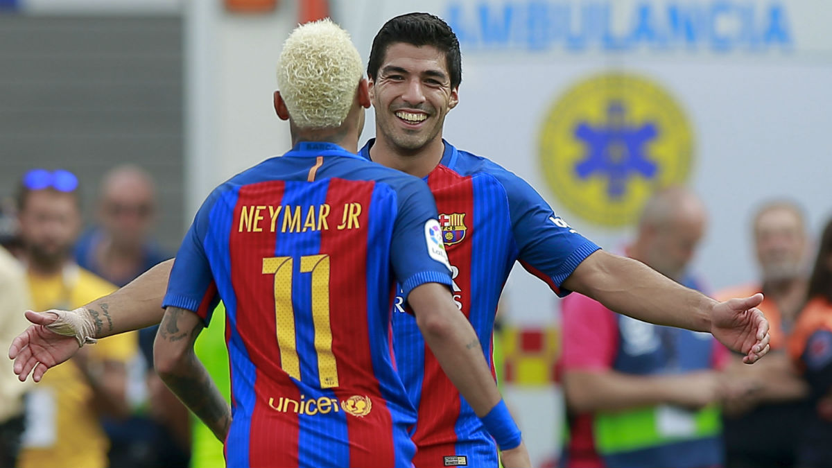 Luis Suárez y Neymar, en un partido del Barcelona. (Getty)