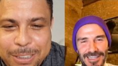 Ronaldo y Beckham, durante la videollamada.