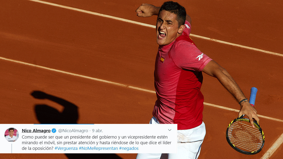 Nico Almagro, tras su victoria en un partido de Copa Davis (Getty)