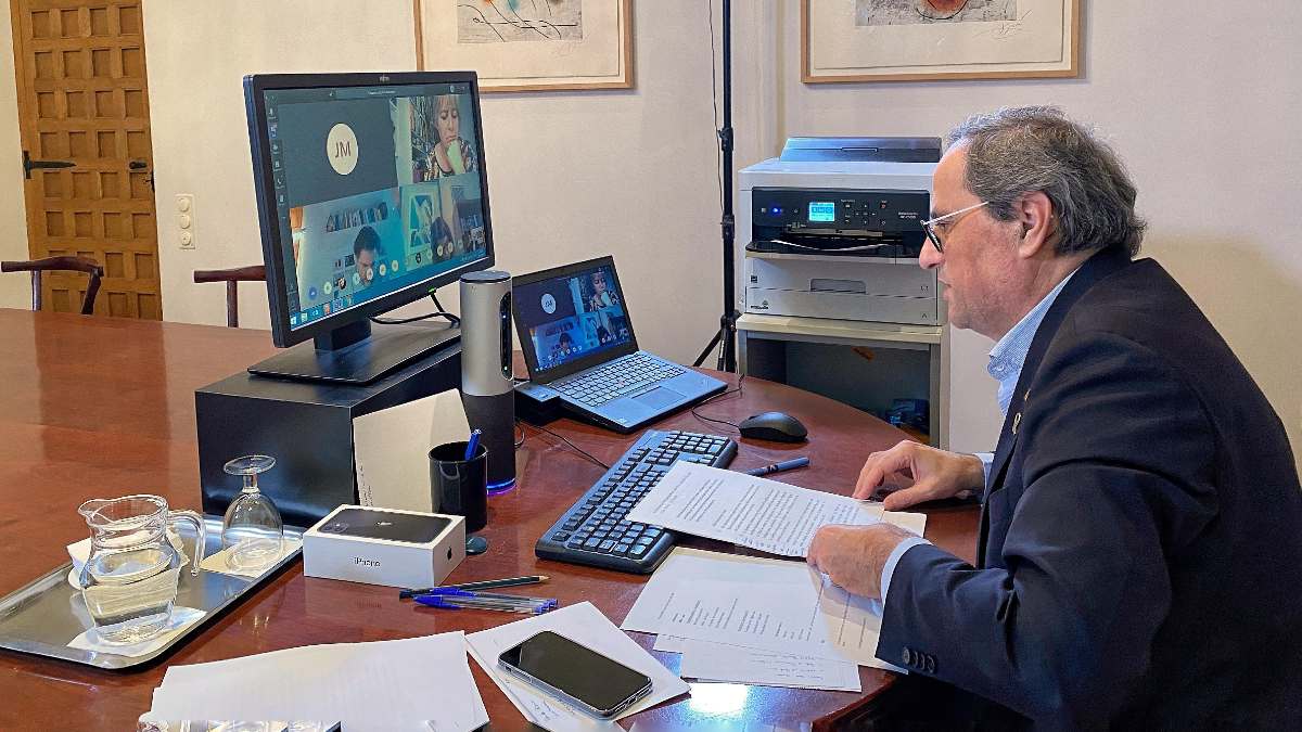 El president Quim Torra en su despacho en la Generalitat. Foto: EP
