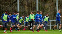 Los jugadores de la Real Sociedad, en un entrenamiento.