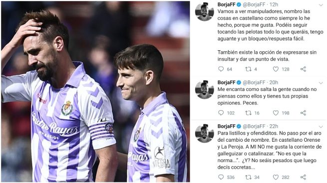Los tuits de Borja Fernández expresando su opinión.