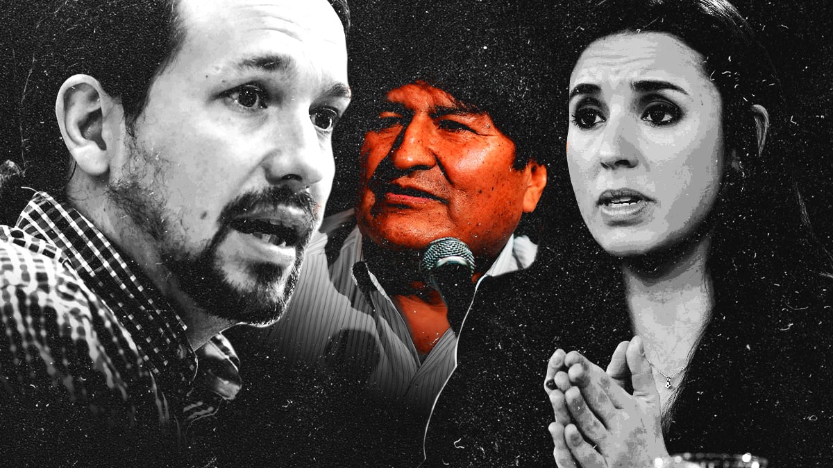 Pablo Iglesias, Evo Morales e Irene Montero.