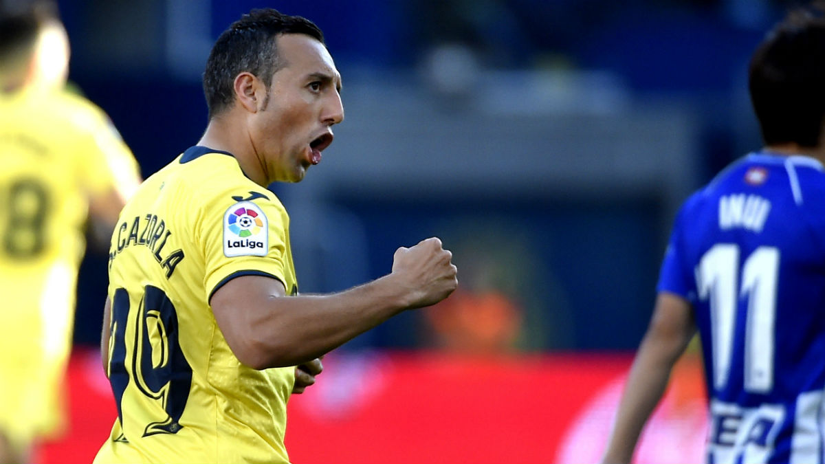 Cazorla celebra un gol con el Villarreal. (AFP)