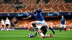 Imagen del Valencia-Atalanta, de Champions, jugado a puerta cerrada por el coronavirus(AFP).