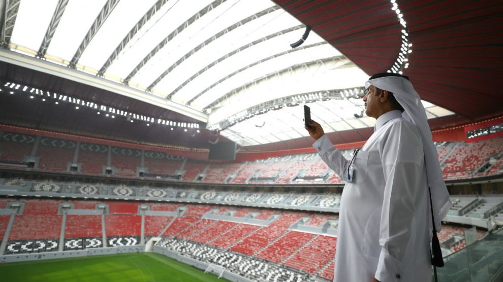 Una imagen del estadio Al Bayt, sede del Mundial de Qatar 2022. (Getty)