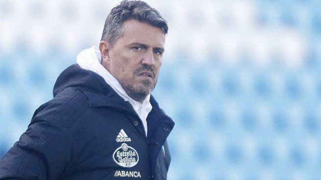 Óscar García, en un entrenamiento del Celta.