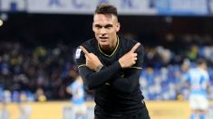 Lautaro Martínez, celebrando un gol con el Inter. (Getty)