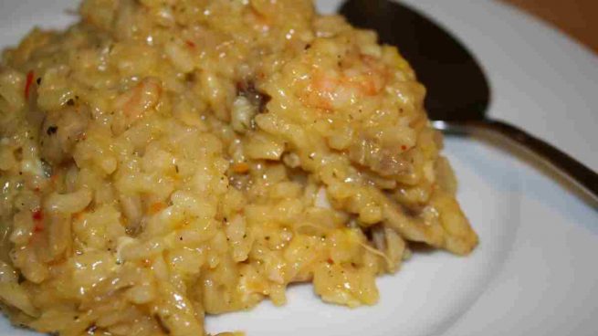 Risotto de brócoli y langostinos