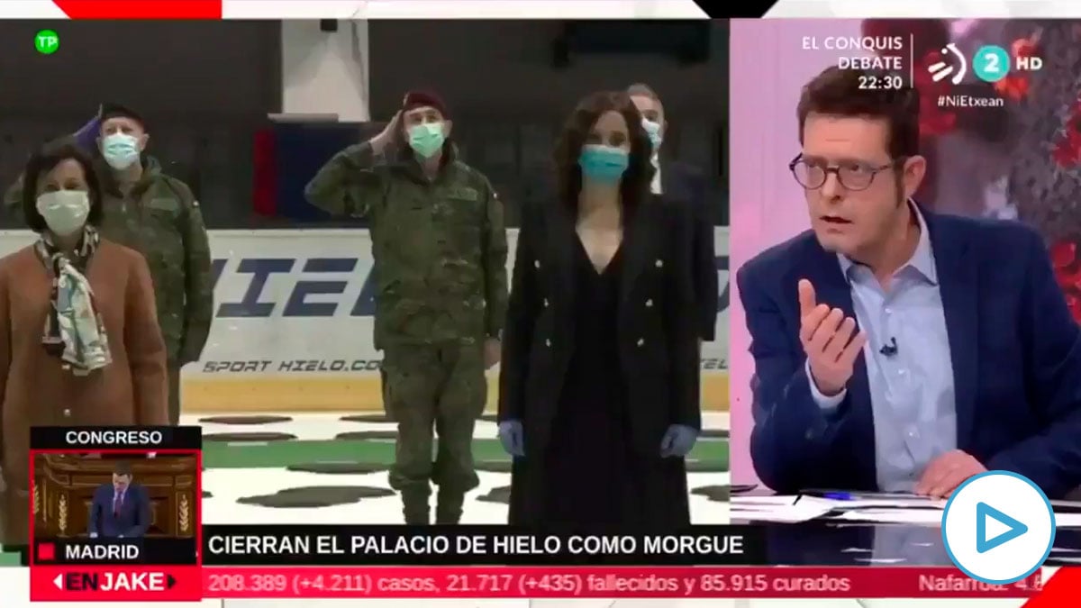 El programa ‘En Jake’ de la televisión pública vasca EiTB se mofa del homenaje a las víctimas del coronavirus en la morgue del Palacio de Hielo de Madrid.