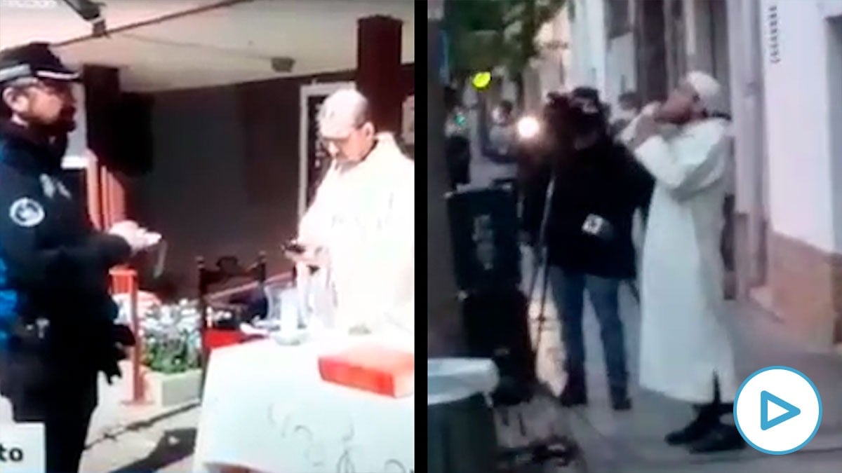 La misa católica en una parroquia de Madrid y el rezo musulmán en plena calle en El Vendrell (Tarragona).