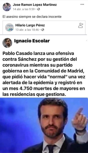 Comentario en Facebook del sindicalista de UGT.