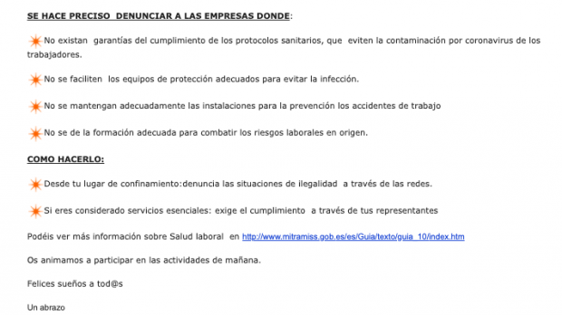 Correo electrónico enviado a los militantes