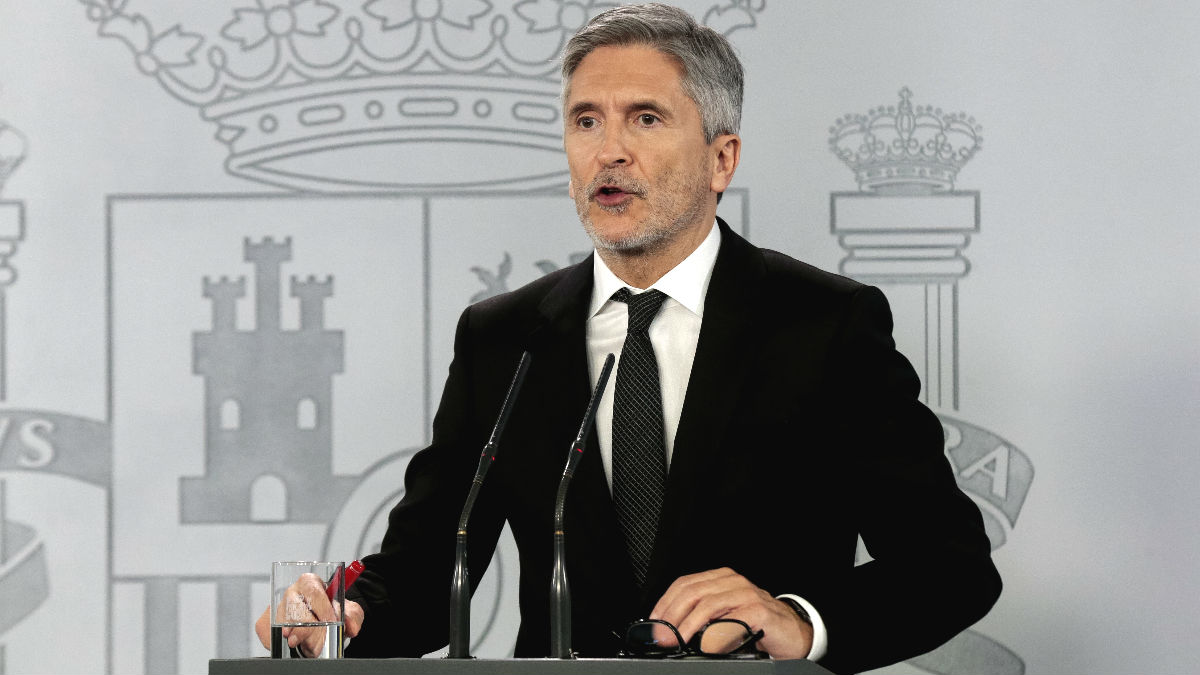 El ministro del Interior, Fernando Grande-Marlaska, durante una rueda de prensa en Moncloa. (Foto: Europa Press)