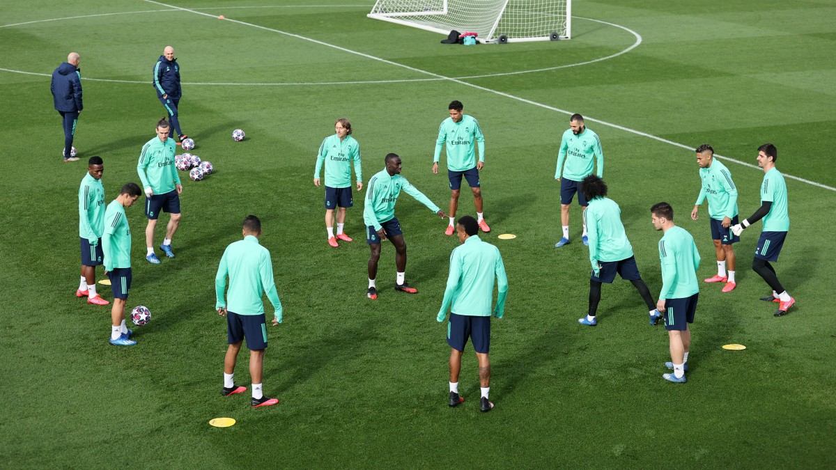 El jugadores del Real Madrid, durante un entrenamiento. (Getty)