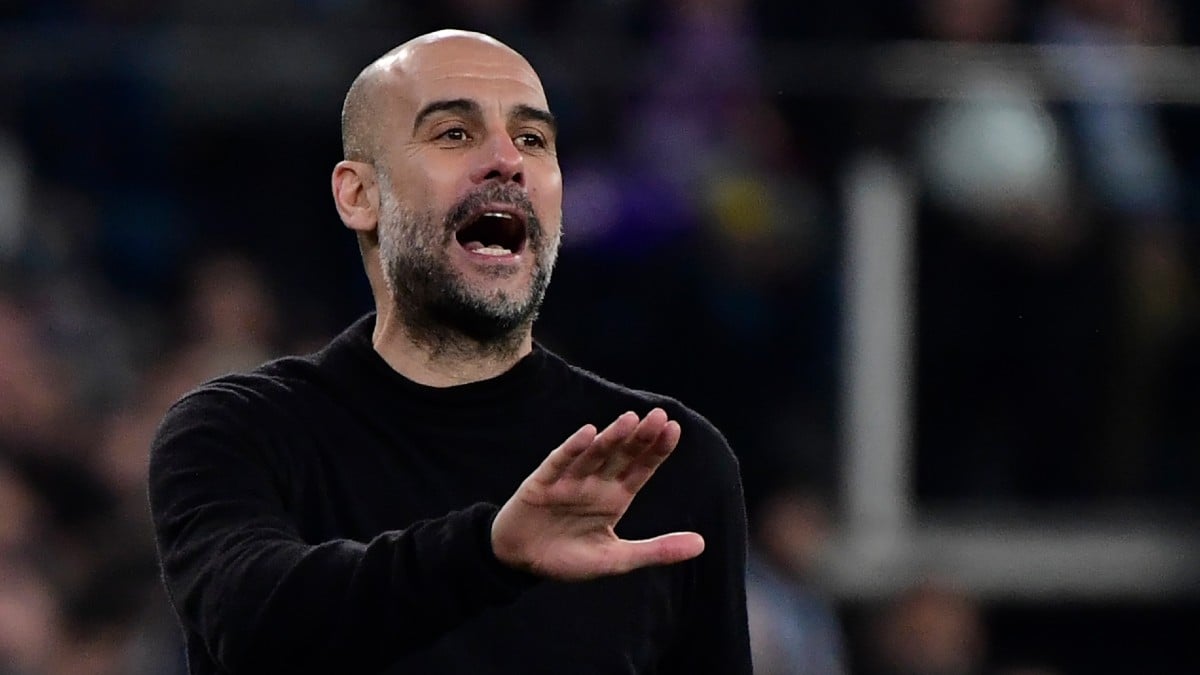 Pep Guardiola, durante un partido del Manchester City (AFP).