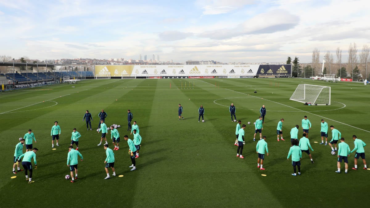 Una imagen de un entrenamiento en Valdebebas. (Getty)