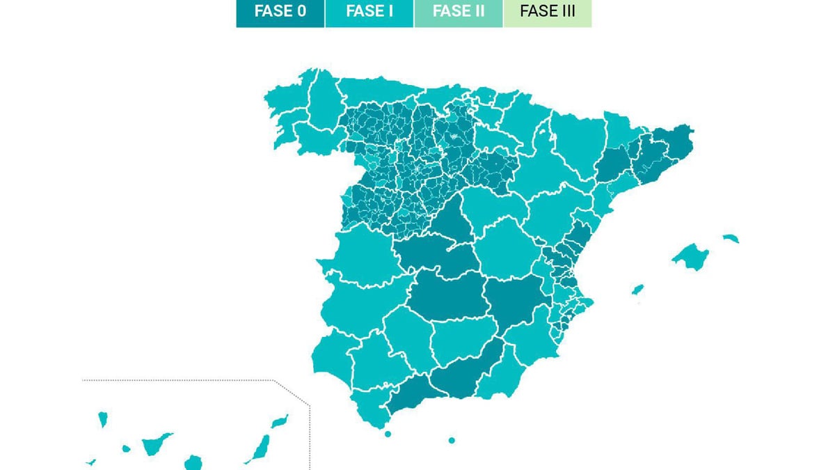 Zonas que pasan a la fase 1 de la desescalada