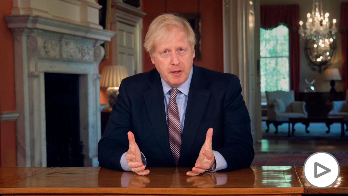El primer ministro británico, Boris Johnson, en un mensaje a la nación televisado – Downing Street Pool/PA Wire/dpa