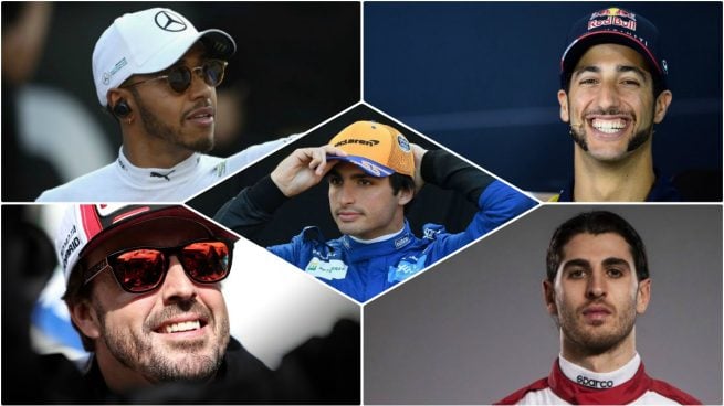 Sainz Alonso Hamilton Ricciardo Giovinazzi