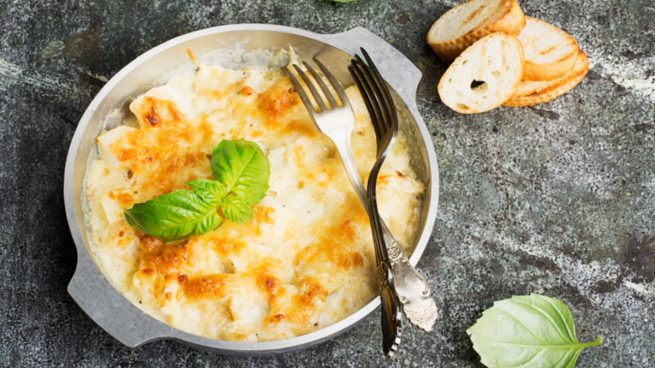 Receta de lasaña de mango con brandada de bacalao