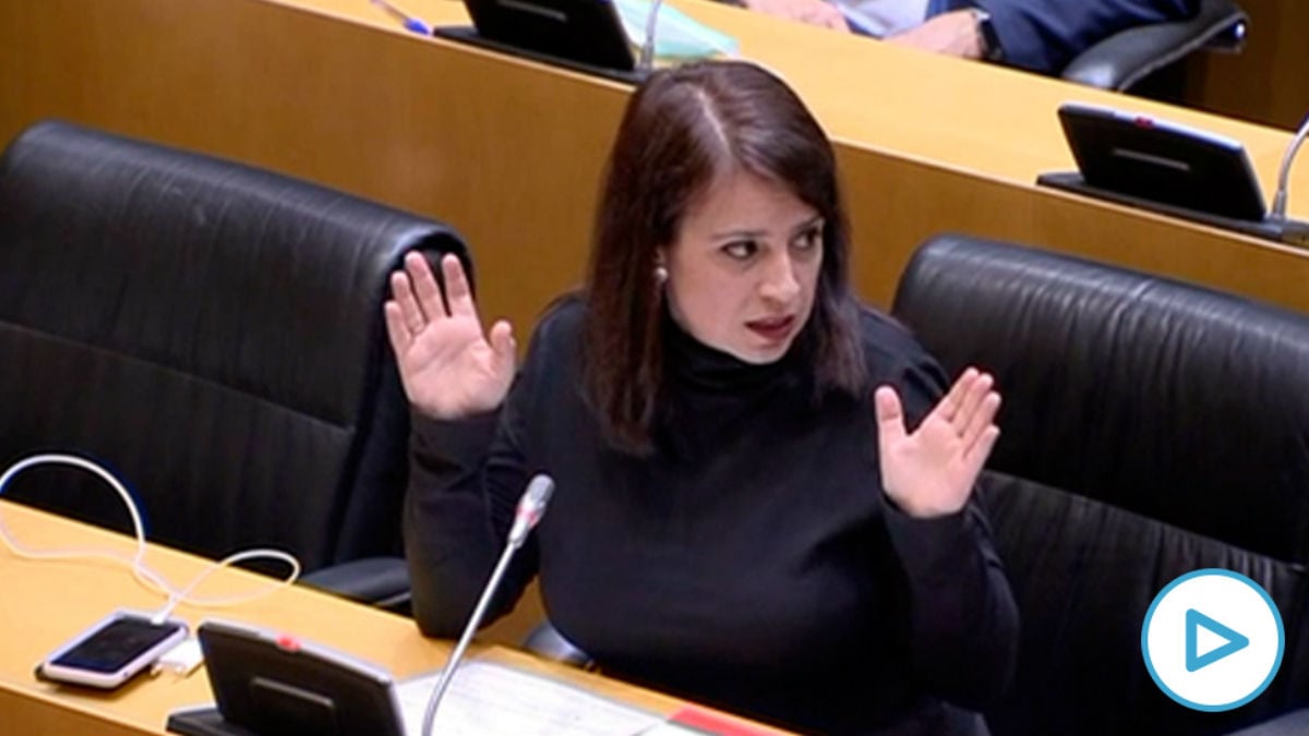 La portavoz socialista, Adriana Lastra, este jueves en el Congreso de los Diputados.