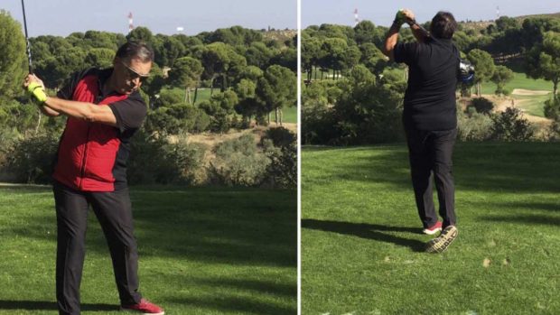 El padre de Pablo Echenique jugando al golf.