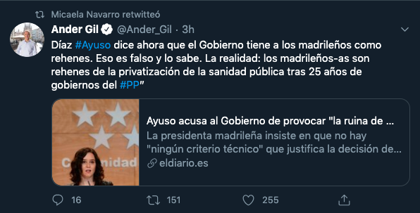 Tuit retuiteado por Micaela Navarro, presidenta del PSOE de Andalucía.