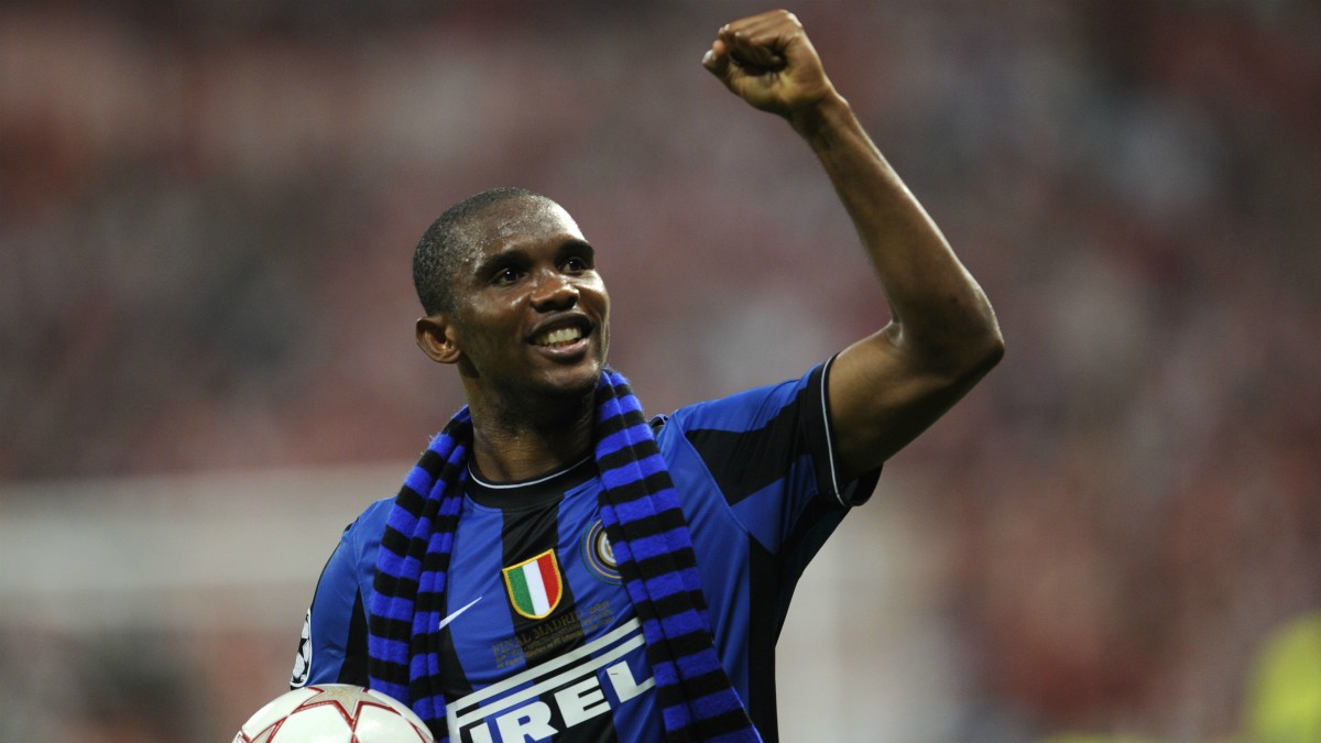 Eto’o tras ganar la Champions en Madrid con el Inter. (AFP)