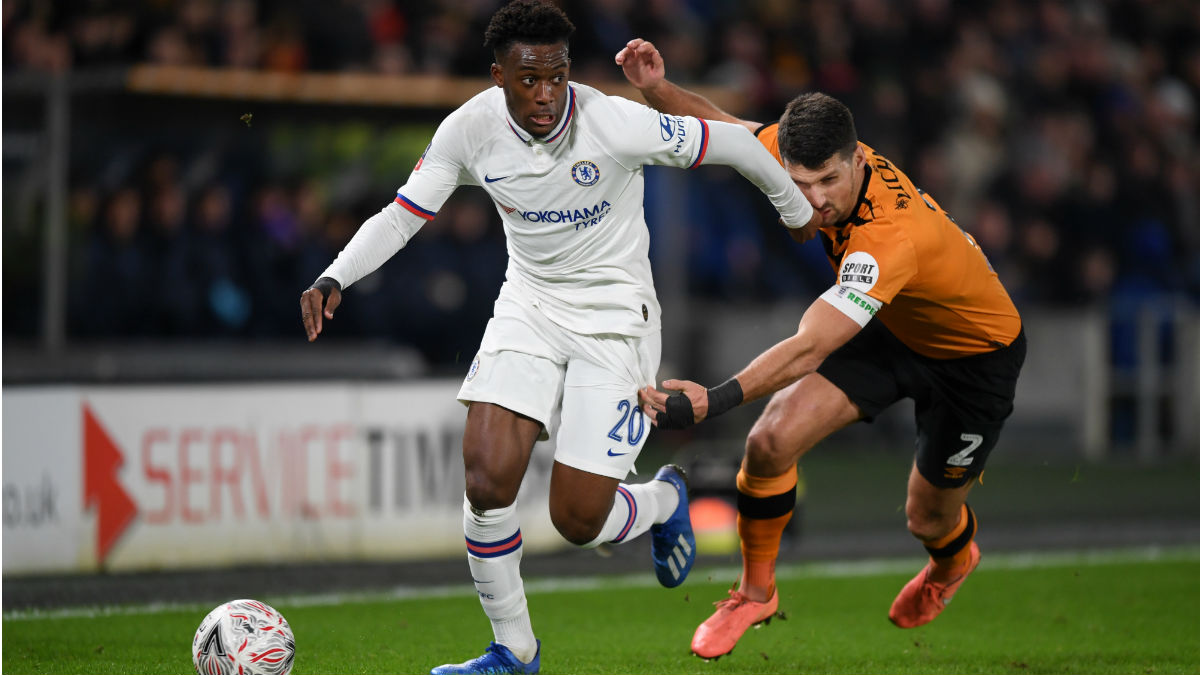 Hudson Odoi, en un partido con el Chelsea. (Getty)