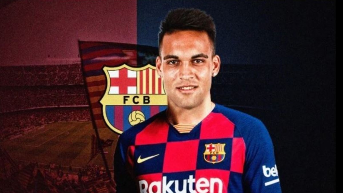 Montaje de Lautaro Martínez, con la camiseta del Barcelona  (Olé.com)