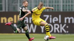 Haaland, en un partido ante el Wolfsburgo. (Getty)