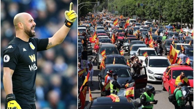 Pepe Reina y una imagen de las protestas.