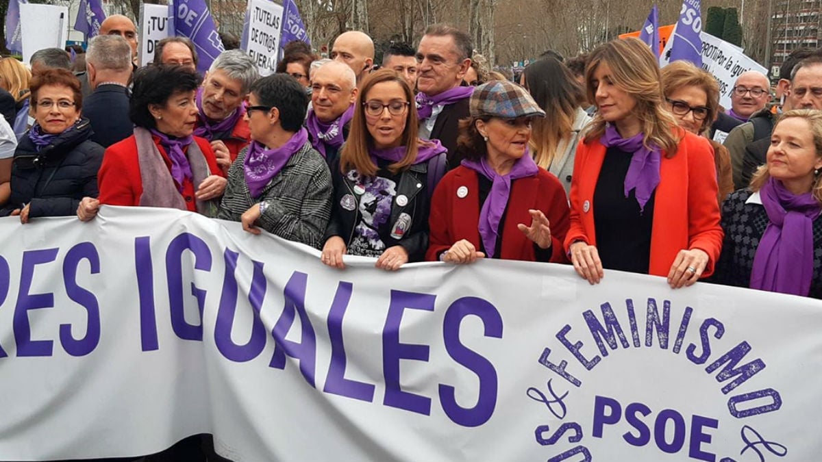 Miembros del Gobierno, en la manifestación del 8M del año pasado.