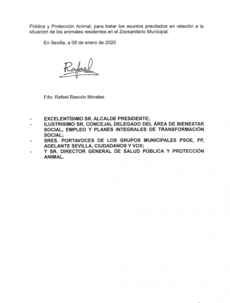 Carta enviada en enero al socialista Juan Espadas.