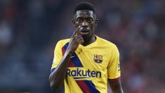 Ousmane Dembélé durante un partido con el Barça. (Getty)