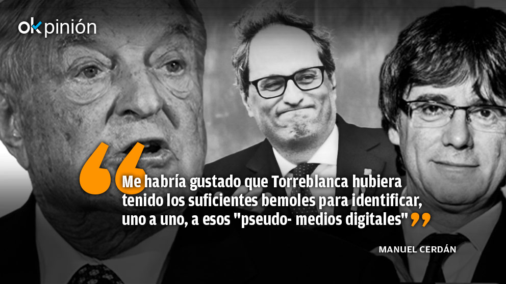 George Soros, Quim Torra y Carles Puigdemont.