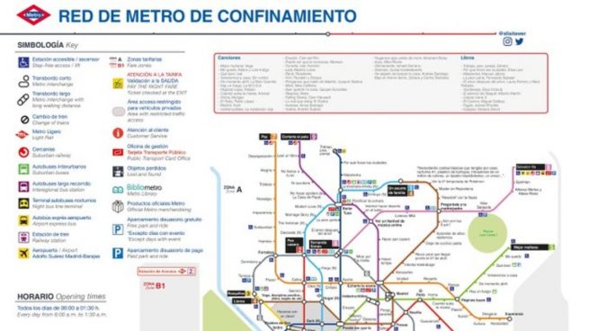 Twitter: Rediseña el plano del metro de Madrid durante el confinamiento