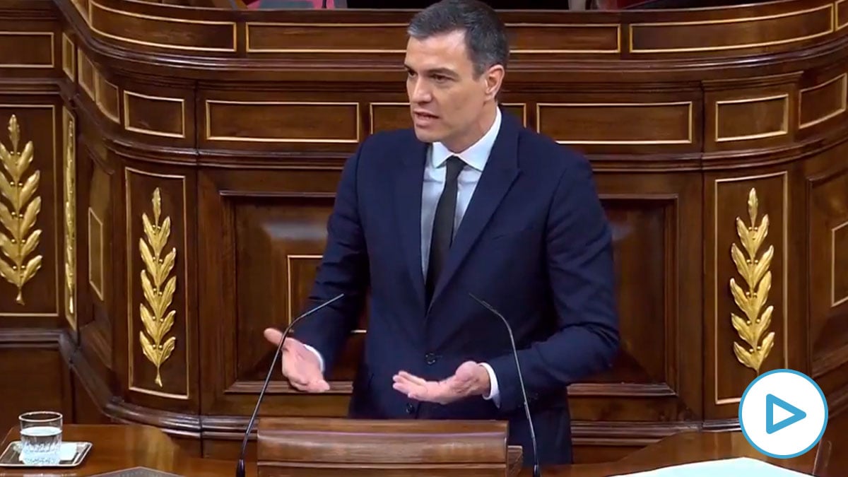 El presidente del Gobierno, Pedro Sánchez, respondiendo a PP y Vox en el Congreso de los Diputados.