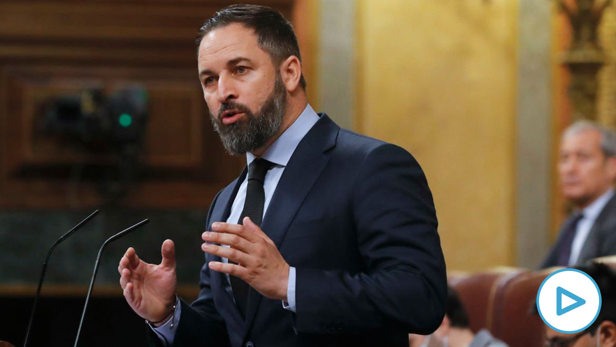 El líder de Vox, Santiago Abascal, en el Pleno del Congreso. (Foto: Europa Press)