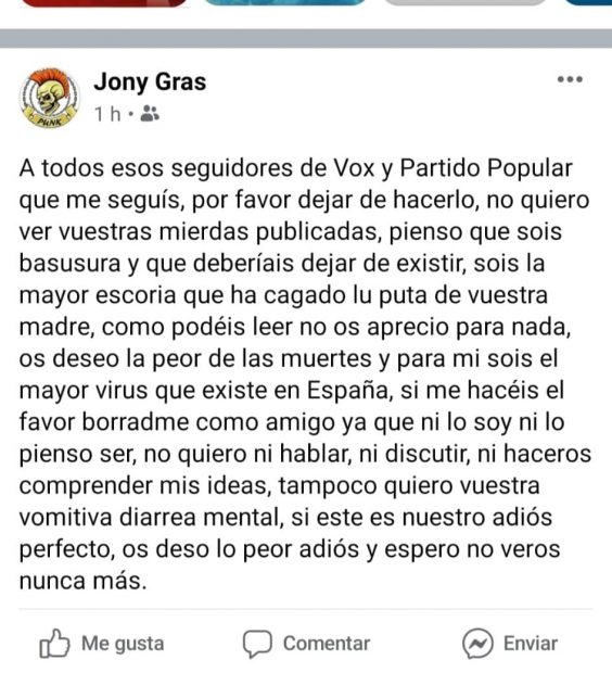El presidente de los Moros y Cristianos de Jijona llama «basura» y «escoria» a los votantes de PP y Vox