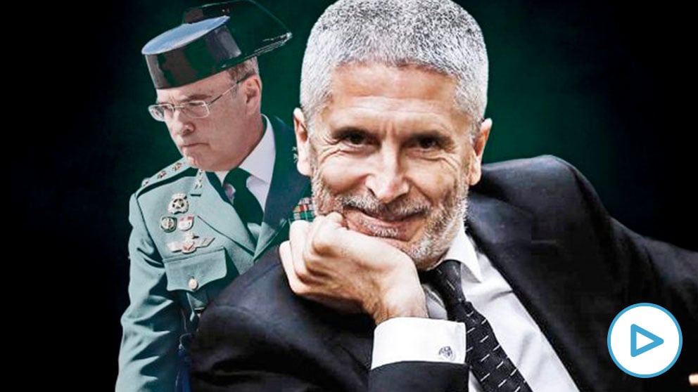 El ministro del Interior, Fernando Grande-Marlaska, y el coronel de la Guardia Civil Diego Pérez de los Cobos.