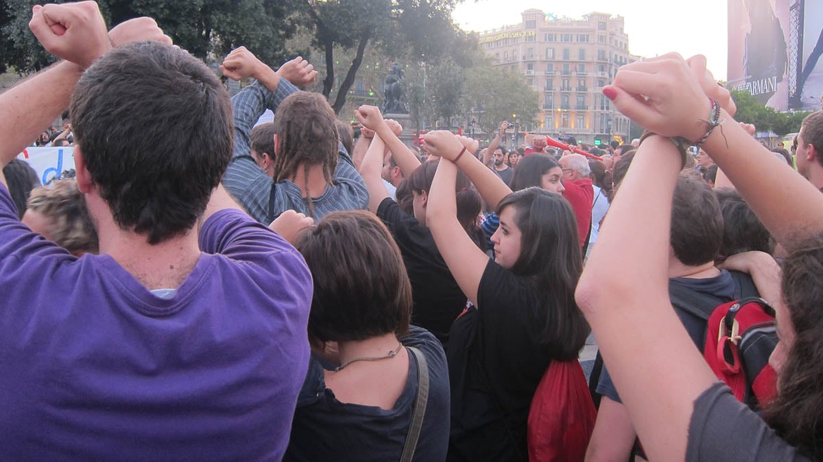 Manifestación en la Plaza de Cataluña contra las detenciones en el desalojo de la acampada del 15M. (Ep)