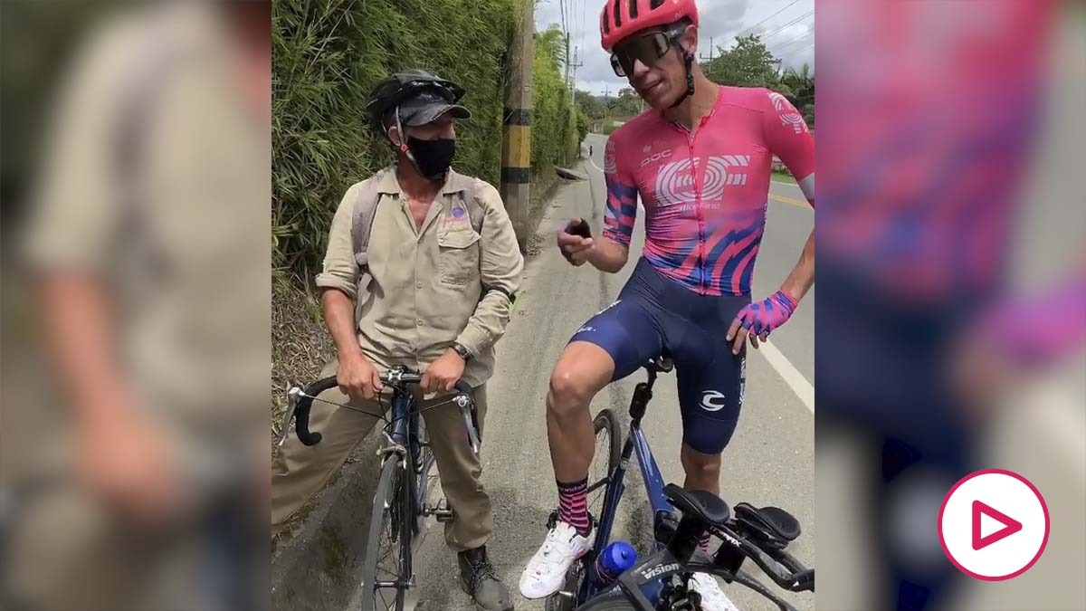Un campesino revoluciona las redes tras aguantar el ritmo de Urán. (Instagram)
