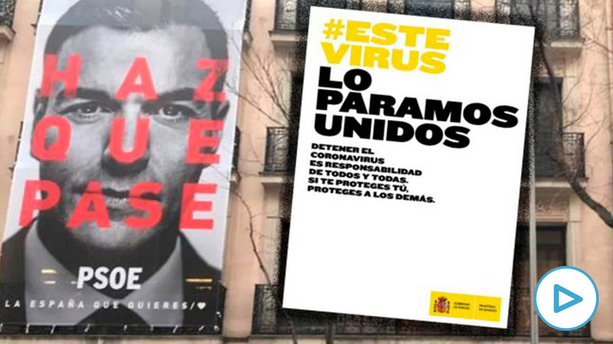 Campaña electoral del PSOE (izquierda) y del Ministerio de Sanidad (derecha)