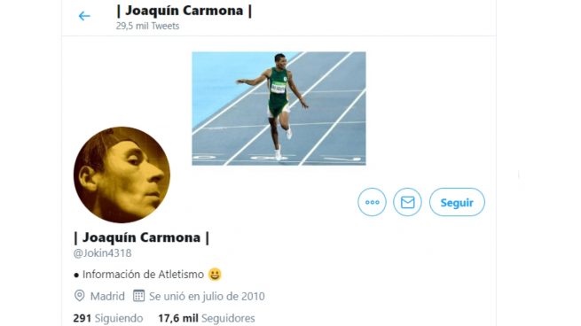 La cabecera de Twitter de Joaquín Carmoma.