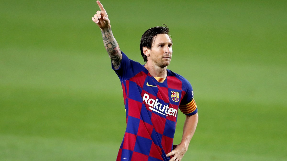 La extraña celebración de Messi. (AFP)