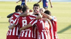 El Atlético de Madrid celebra un gol frente al Levante. (AFP)