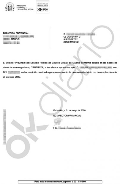 El desastre de Sánchez con el SEPE: envía a un afectado por un ERTE una carta a la ¡calle Covid, 19!